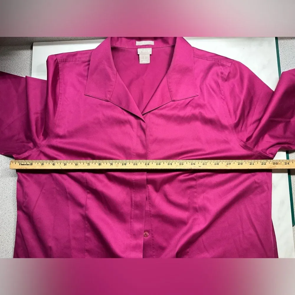 Chico's Fuchsia Button Down Shirt - Picture 9 of 11